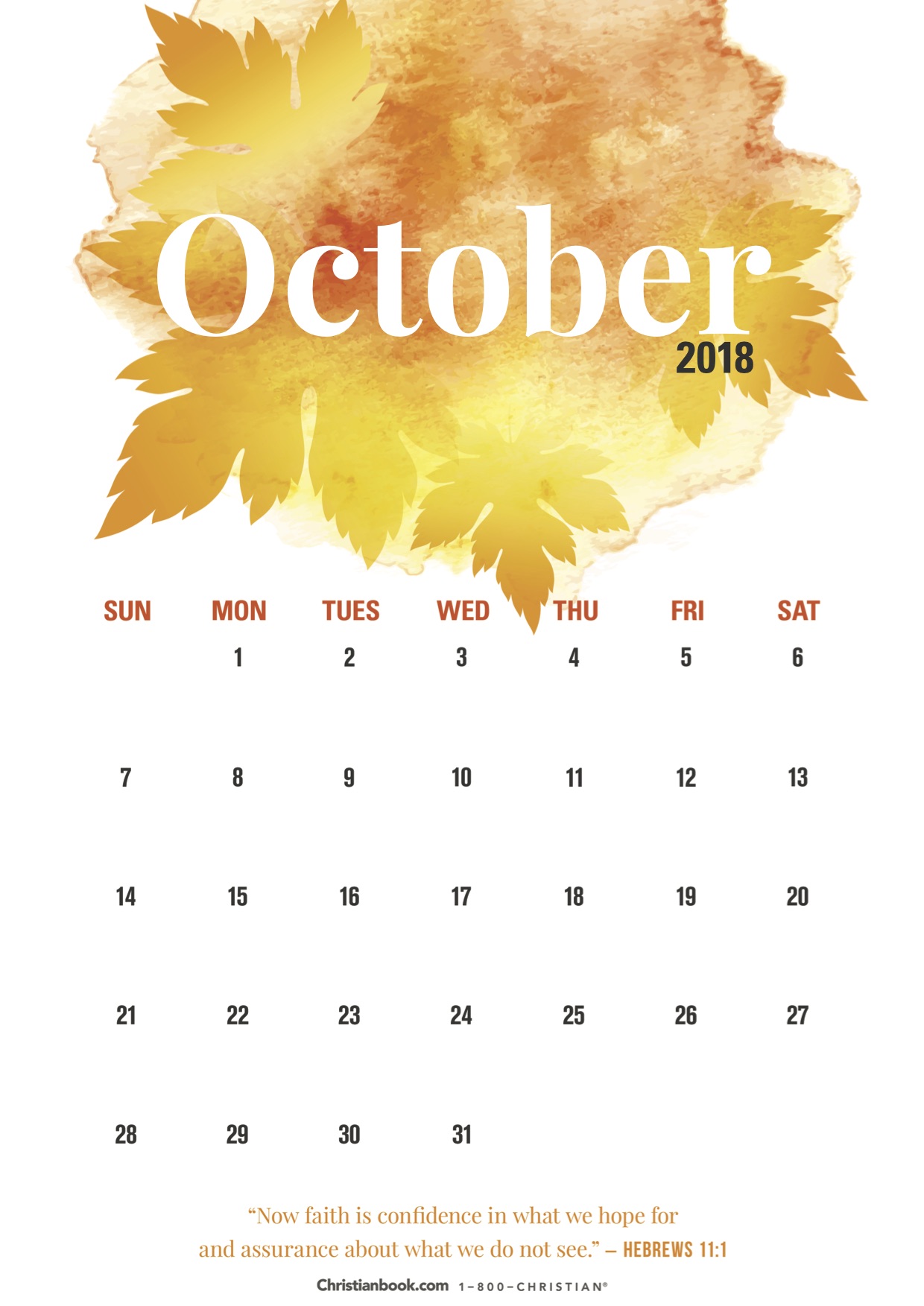 Printable October 2018 Calendar Download