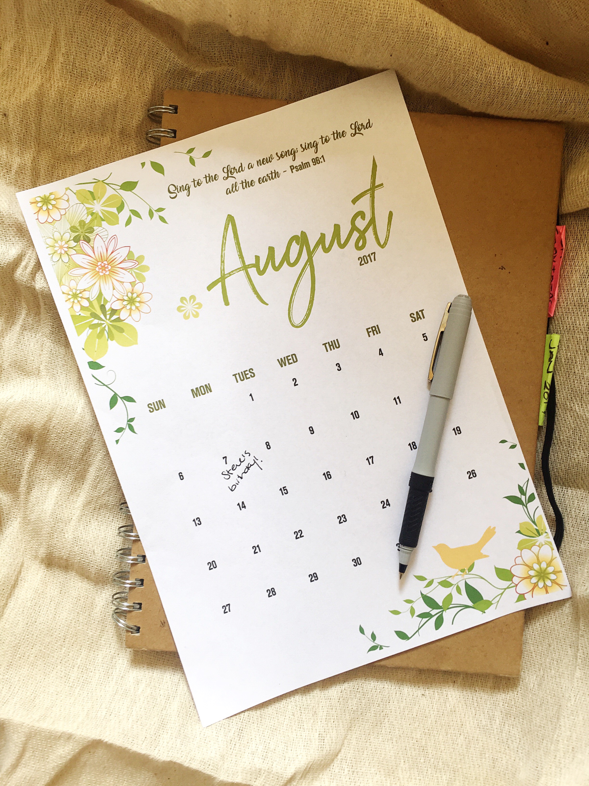 August 2017 Calendar Download