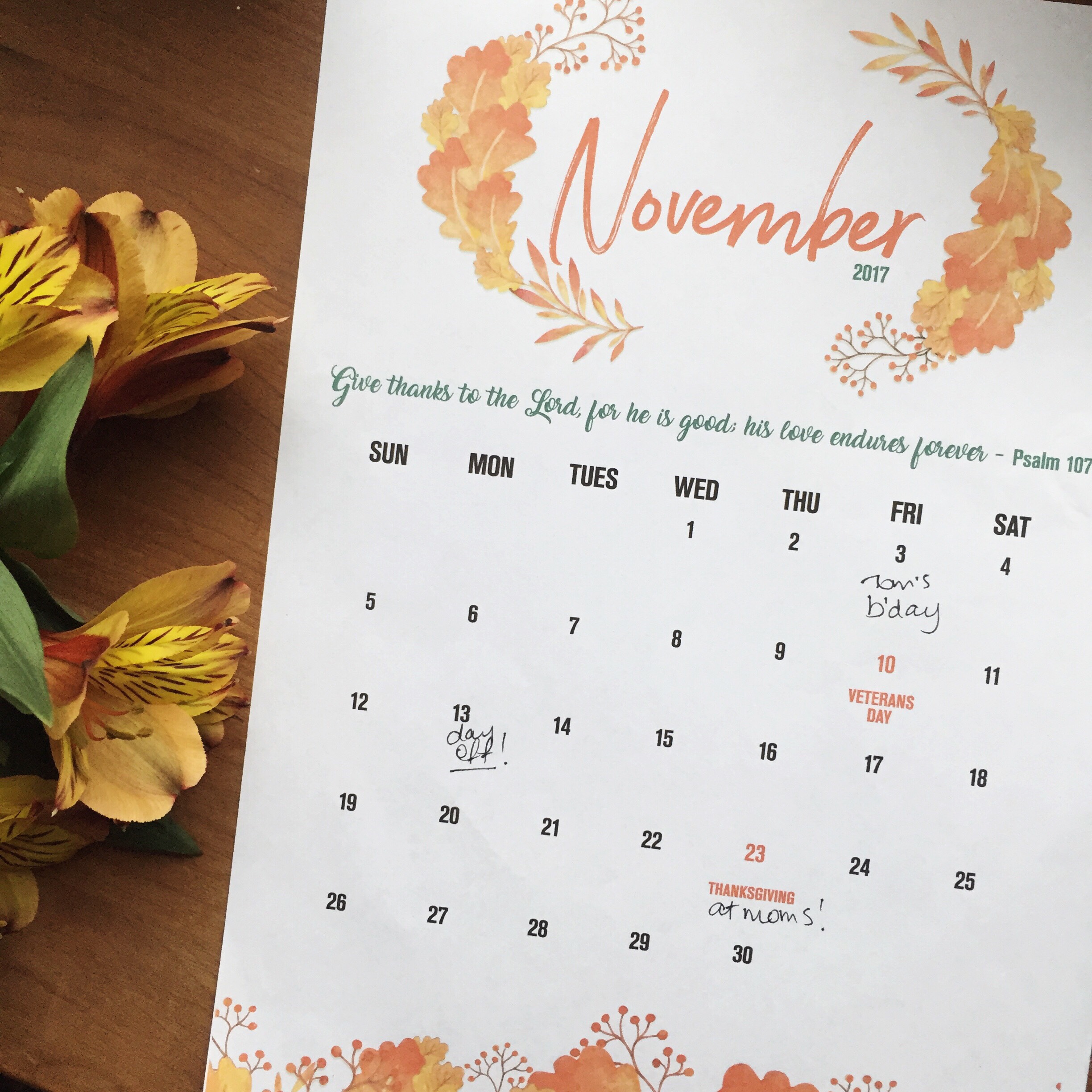 November Calendar Free Download