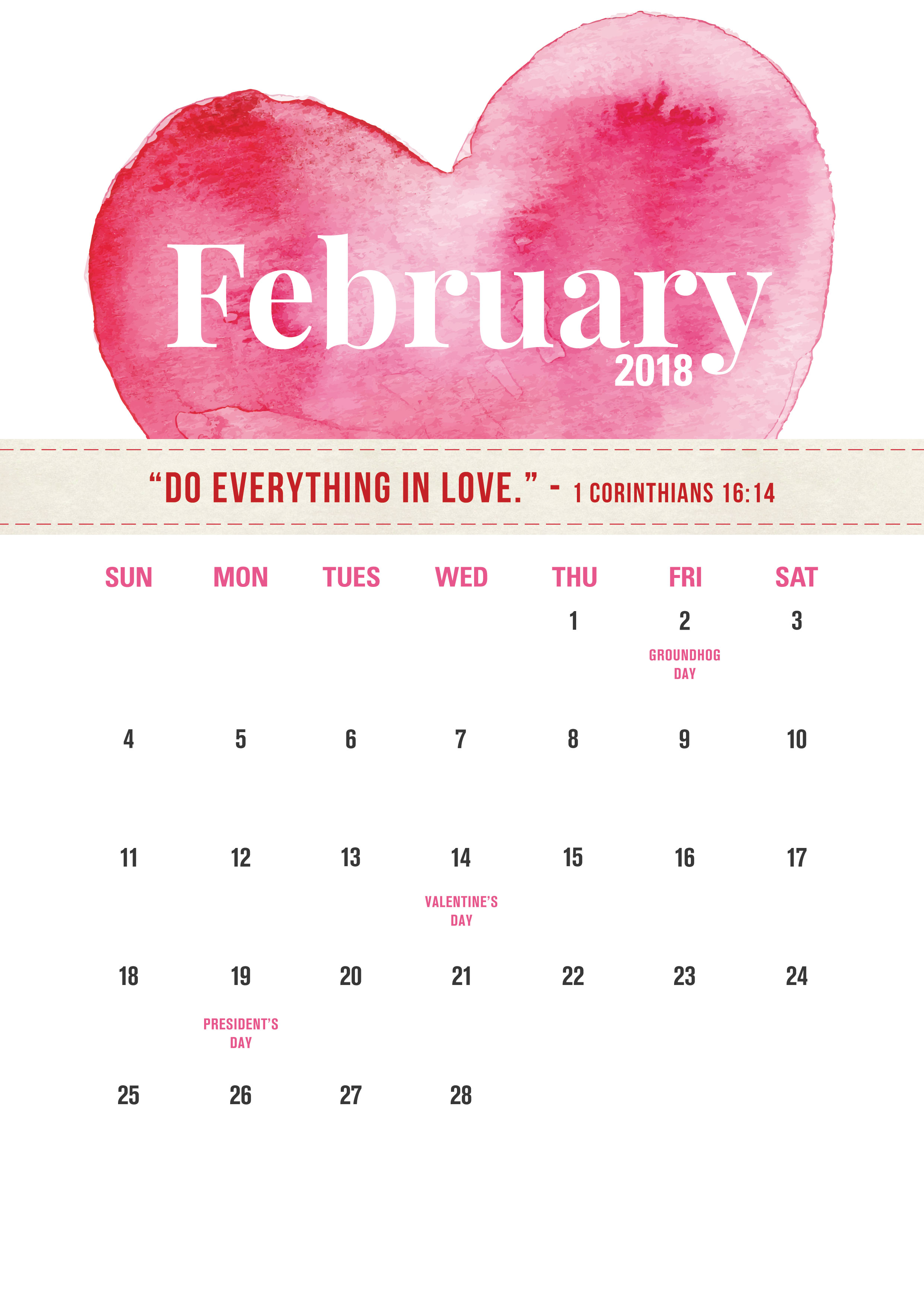 February 2018 Calendar Printable Christianbook com Blog