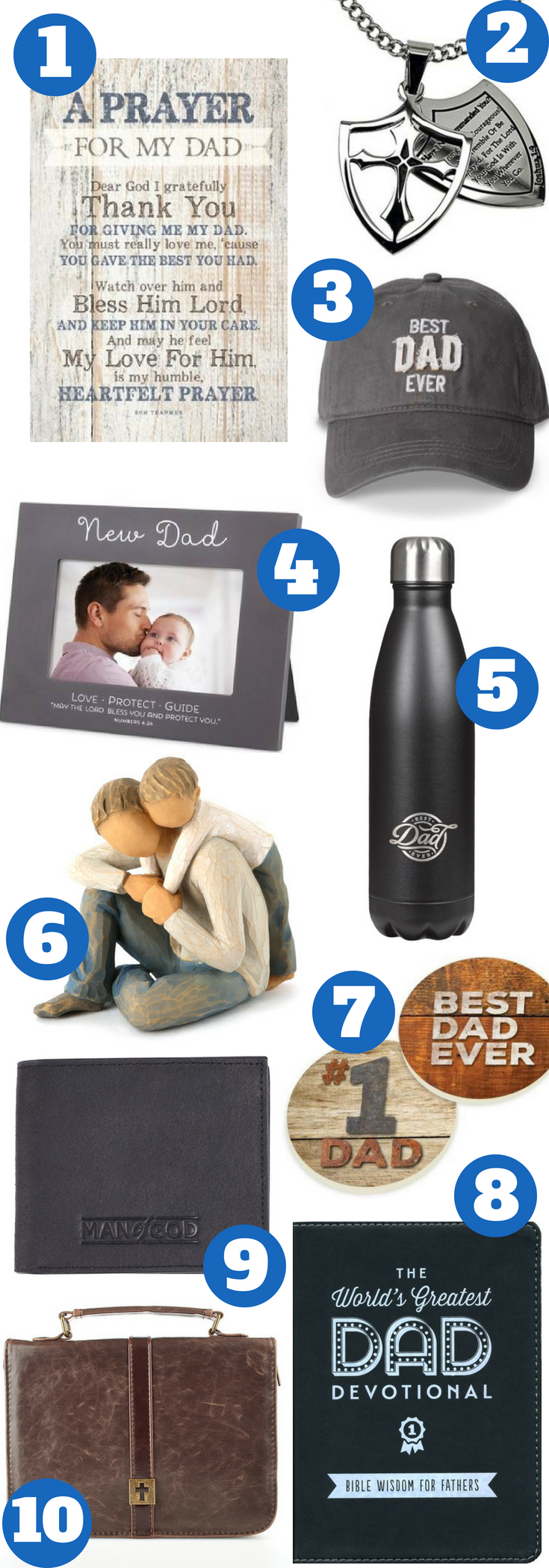 The World's Best Dad Stainless Steel Water Bottle - Joshua 1:9