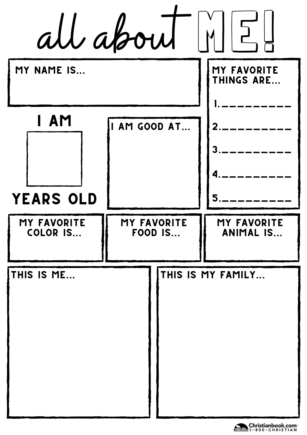 All About Me Sunday School Printable